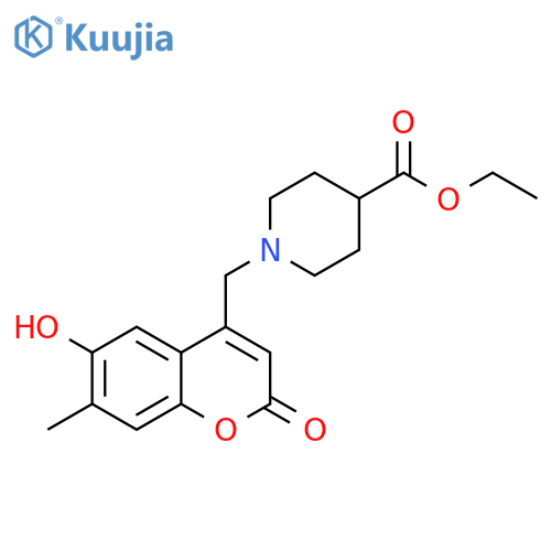 ethyl 1-(6-hydroxy-7-methyl-2-oxo-2H-chromen-4-yl)methylpiperidine-4-carboxylate structure