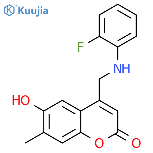 4-{(2-fluorophenyl)aminomethyl}-6-hydroxy-7-methyl-2H-chromen-2-one structure