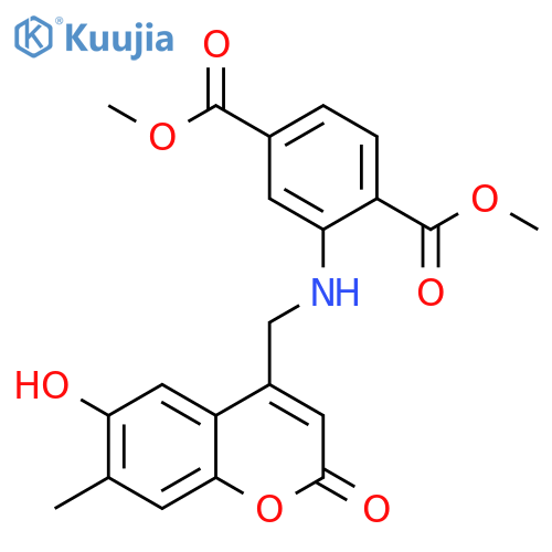 1,4-dimethyl 2-{(6-hydroxy-7-methyl-2-oxo-2H-chromen-4-yl)methylamino}benzene-1,4-dicarboxylate structure