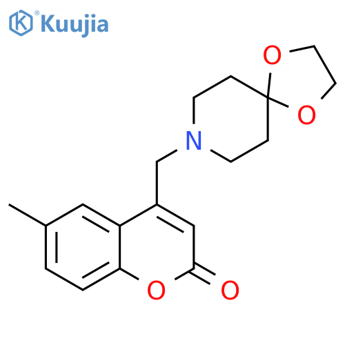 4-({1,4-dioxa-8-azaspiro4.5decan-8-yl}methyl)-6-methyl-2H-chromen-2-one structure