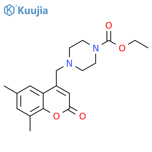 ethyl 4-(6,8-dimethyl-2-oxo-2H-chromen-4-yl)methylpiperazine-1-carboxylate structure