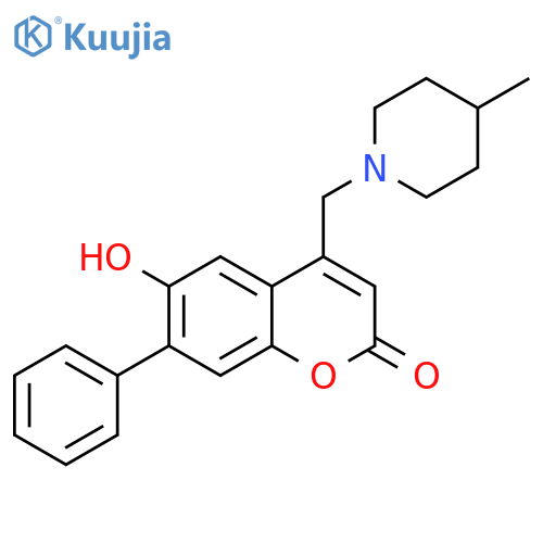6-hydroxy-4-(4-methylpiperidin-1-yl)methyl-7-phenyl-2H-chromen-2-one structure