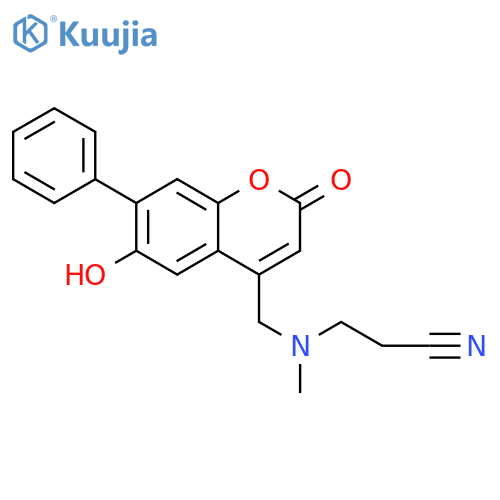 3-{(6-hydroxy-2-oxo-7-phenyl-2H-chromen-4-yl)methyl(methyl)amino}propanenitrile structure