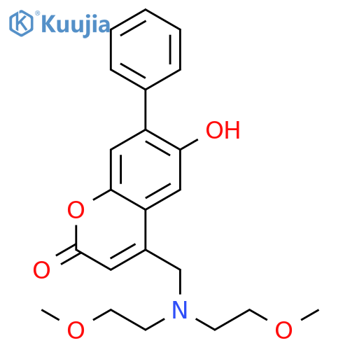 4-{bis(2-methoxyethyl)aminomethyl}-6-hydroxy-7-phenyl-2H-chromen-2-one structure