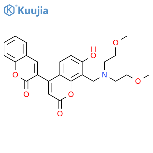 8'-{bis(2-methoxyethyl)aminomethyl}-7'-hydroxy-2H,2'H-3,4'-bichromene-2,2'-dione structure