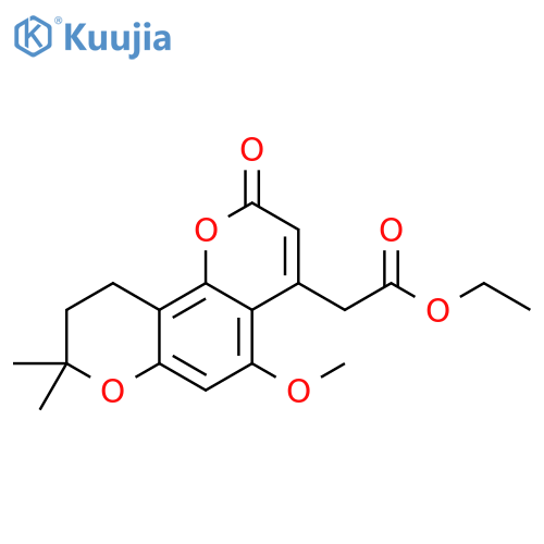 ethyl 2-(5-methoxy-8,8-dimethyl-2-oxo-2,8,9,10-tetrahydropyrano[2,3-f]chromen-4-yl)acetate structure