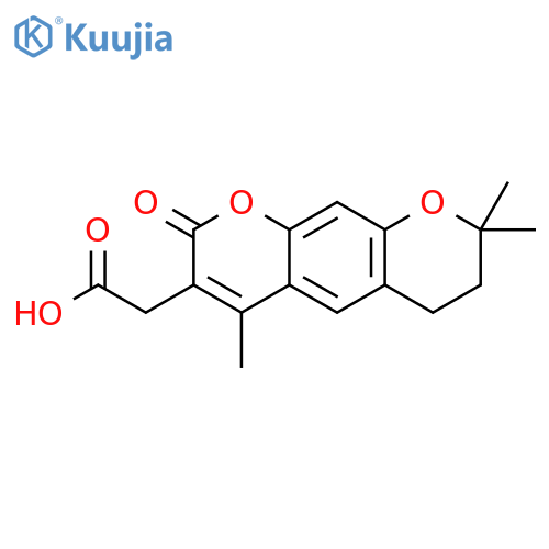 2-{4,8,8-trimethyl-2-oxo-2H,6H,7H,8H-pyrano3,2-gchromen-3-yl}acetic acid structure