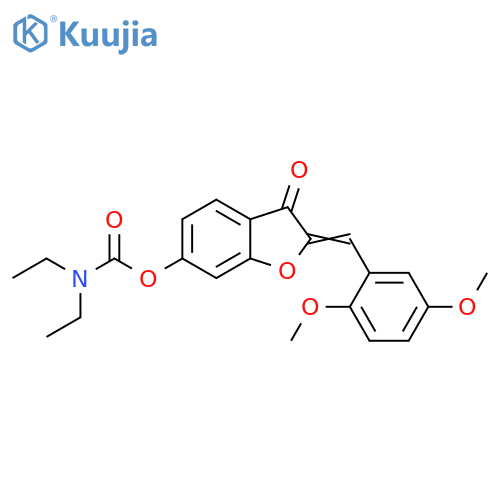 (2Z)-2-(2,5-dimethoxyphenyl)methylidene-3-oxo-2,3-dihydro-1-benzofuran-6-yl N,N-diethylcarbamate structure
