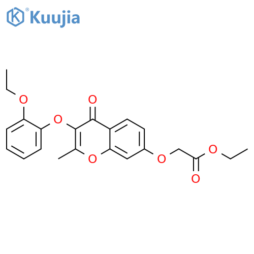 Acetic acid, 2-[[3-(2-ethoxyphenoxy)-2-methyl-4-oxo-4H-1-benzopyran-7-yl]oxy]-, ethyl ester structure