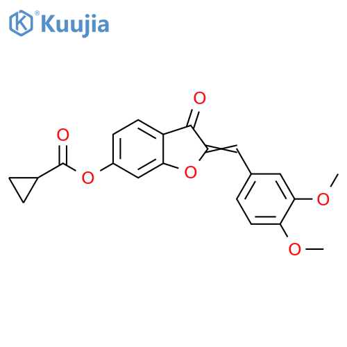(2Z)-2-(3,4-dimethoxyphenyl)methylidene-3-oxo-2,3-dihydro-1-benzofuran-6-yl cyclopropanecarboxylate structure