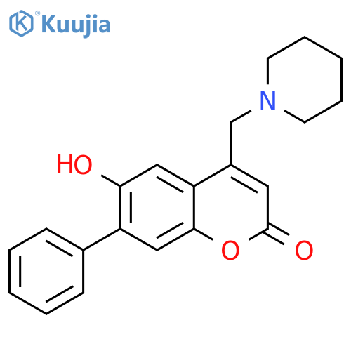 6-hydroxy-7-phenyl-4-(piperidin-1-yl)methyl-2H-chromen-2-one structure