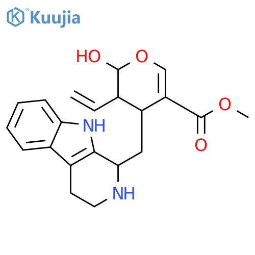 methyl (2R,3R,4S)-3-ethenyl-2-hydroxy-4-[(1S)-2,3,4,9-tetrahydro-1H-beta-carbolin-1-ylmethyl]-3,4-dihydro-2H-pyran-5-carboxylate structure