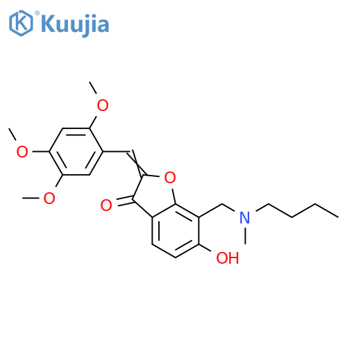 (2Z)-7-{butyl(methyl)aminomethyl}-6-hydroxy-2-(2,4,5-trimethoxyphenyl)methylidene-2,3-dihydro-1-benzofuran-3-one structure