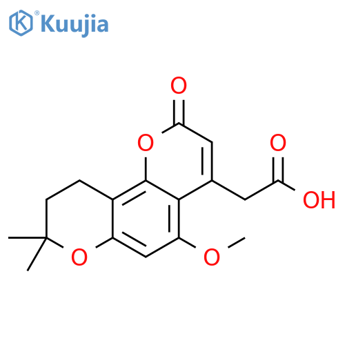 2-(5-methoxy-8,8-dimethyl-2-oxo-2,8,9,10-tetrahydropyrano[2,3-f]chromen-4-yl)acetic acid structure