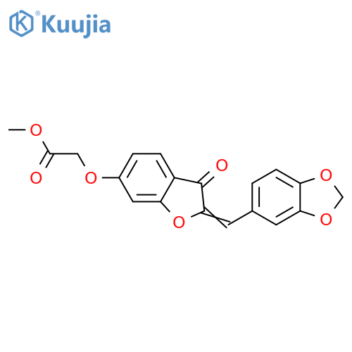 methyl 2-{(2Z)-2-(2H-1,3-benzodioxol-5-yl)methylidene-3-oxo-2,3-dihydro-1-benzofuran-6-yloxy}acetate structure