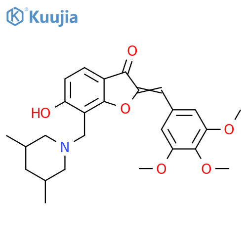 (2Z)-7-(3,5-dimethylpiperidin-1-yl)methyl-6-hydroxy-2-(3,4,5-trimethoxyphenyl)methylidene-2,3-dihydro-1-benzofuran-3-one structure