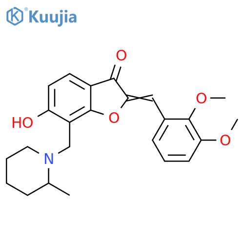 (2Z)-2-(2,3-dimethoxyphenyl)methylidene-6-hydroxy-7-(2-methylpiperidin-1-yl)methyl-2,3-dihydro-1-benzofuran-3-one structure