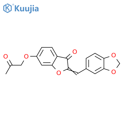 (2Z)-2-(2H-1,3-benzodioxol-5-yl)methylidene-6-(2-oxopropoxy)-2,3-dihydro-1-benzofuran-3-one structure
