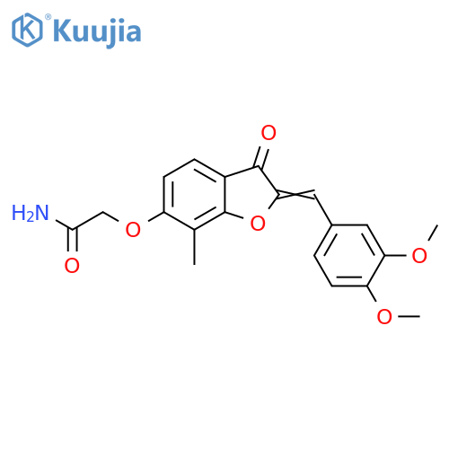 2-{(2Z)-2-(3,4-dimethoxyphenyl)methylidene-7-methyl-3-oxo-2,3-dihydro-1-benzofuran-6-yloxy}acetamide structure