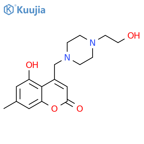 5-hydroxy-4-{4-(2-hydroxyethyl)piperazin-1-ylmethyl}-7-methyl-2H-chromen-2-one structure