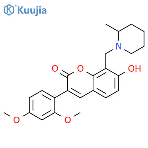 3-(2,4-dimethoxyphenyl)-7-hydroxy-8-(2-methylpiperidin-1-yl)methyl-2H-chromen-2-one structure