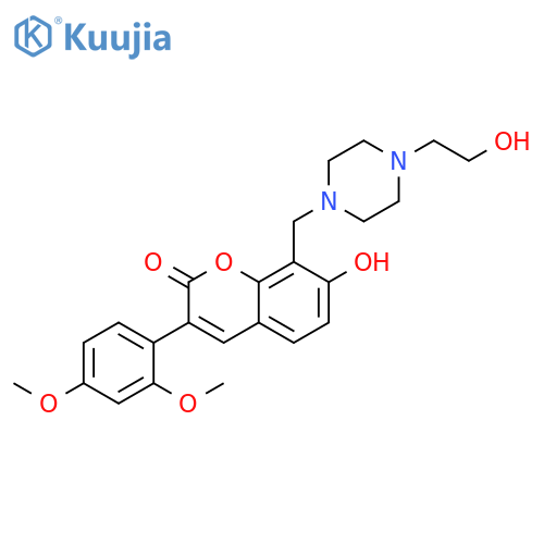 3-(2,4-dimethoxyphenyl)-7-hydroxy-8-{4-(2-hydroxyethyl)piperazin-1-ylmethyl}-2H-chromen-2-one structure