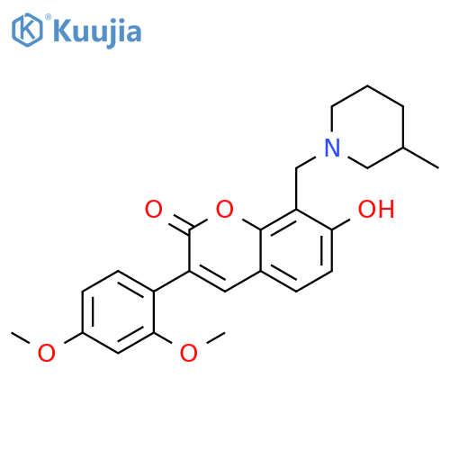 3-(2,4-dimethoxyphenyl)-7-hydroxy-8-(3-methylpiperidin-1-yl)methyl-2H-chromen-2-one structure