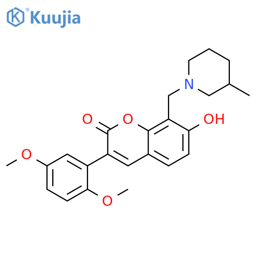 3-(2,5-dimethoxyphenyl)-7-hydroxy-8-(3-methylpiperidin-1-yl)methyl-2H-chromen-2-one structure