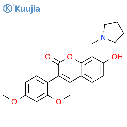 3-(2,4-dimethoxyphenyl)-7-hydroxy-8-(pyrrolidin-1-yl)methyl-2H-chromen-2-one structure