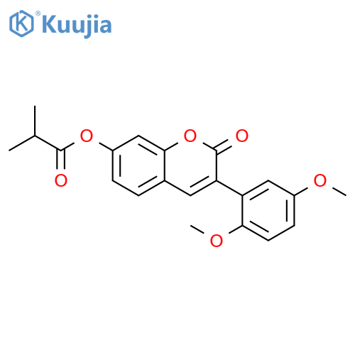 3-(2,5-dimethoxyphenyl)-2-oxo-2H-chromen-7-yl 2-methylpropanoate structure