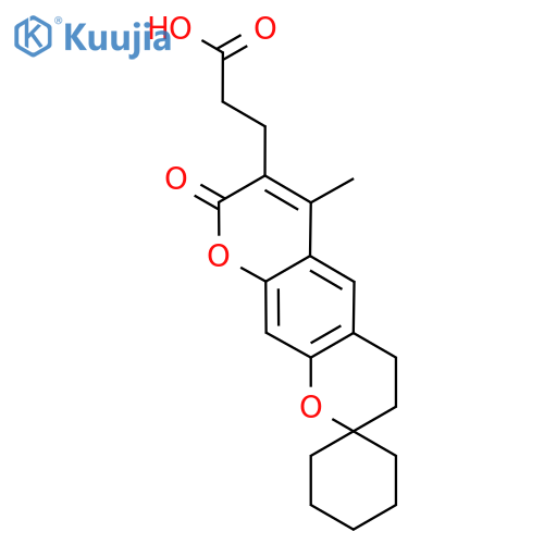 3-(6'-Methyl-8'-oxo-3',4'-dihydro-8'H-spirocyclohexane-1,2'-pyrano3,2-gchromen-7'-yl)propanoic acid structure