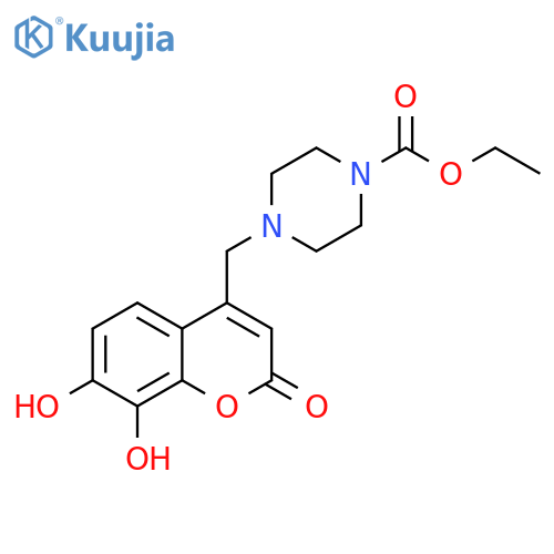 ethyl 4-(7,8-dihydroxy-2-oxo-2H-chromen-4-yl)methylpiperazine-1-carboxylate structure