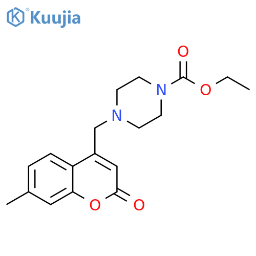 ethyl 4-(7-methyl-2-oxo-2H-chromen-4-yl)methylpiperazine-1-carboxylate structure