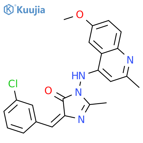 (5Z)-5-[(3-chlorophenyl)methylidene]-3-[(6-methoxy-2-methylquinolin-4-yl)amino]-2-methyl-3,5-dihydro-4H-imidazol-4-one structure
