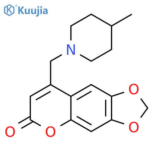 8-(4-methylpiperidin-1-yl)methyl-2H,6H-1,3dioxolo4,5-gchromen-6-one structure
