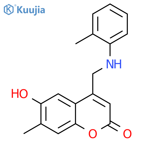 6-hydroxy-7-methyl-4-{(2-methylphenyl)aminomethyl}-2H-chromen-2-one structure