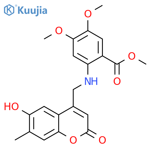 methyl 2-{(6-hydroxy-7-methyl-2-oxo-2H-chromen-4-yl)methylamino}-4,5-dimethoxybenzoate structure