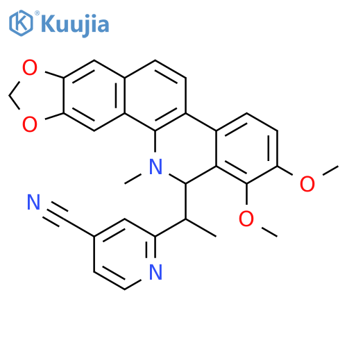 2-{(1S)-1-[(13R)-1,2-dimethoxy-12-methyl-12,13-dihydro[1,3]benzodioxolo[5,6-c]phenanthridin-13-yl]ethyl}pyridine-4-carbonitrile structure