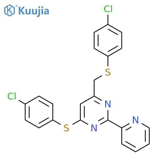 4-[(4-Chlorophenyl)sulfanyl]-6-{[(4-chlorophenyl)sulfanyl]methyl}-2-(pyridin-2-yl)pyrimidine structure