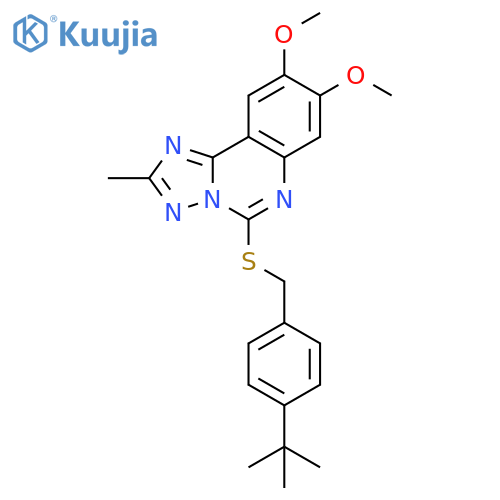 5-{[(4-tert-butylphenyl)methyl]sulfanyl}-8,9-dimethoxy-2-methyl-[1,2,4]triazolo[1,5-c]quinazoline structure