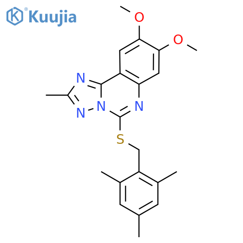 5-[(Mesitylmethyl)sulfanyl]-8,9-dimethoxy-2-methyl[1,2,4]triazolo[1,5-c]quinazoline structure