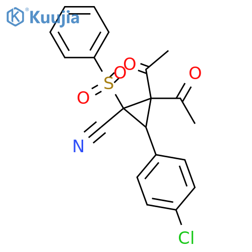 2,2-DIACETYL-3-(4-CHLOROPHENYL)-1-(PHENYLSULFONYL)CYCLOPROPANECARBONITRILE structure