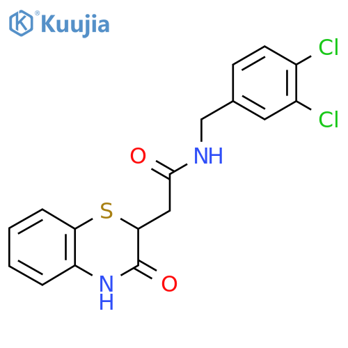 N-[(3,4-Dichlorophenyl)methyl]-2-(3-oxo-3,4-dihydro-2H-1,4-benzothiazin-2-yl)acetamide structure