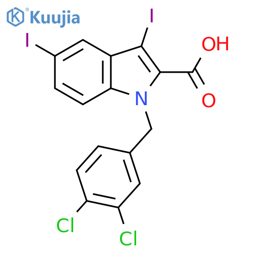 1-(3,4-Dichlorobenzyl)-3,5-diiodo-1H-indole-2-carboxylic acid structure