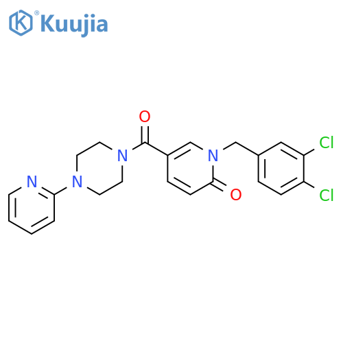 1-[(3,4-dichlorophenyl)methyl]-5-[4-(pyridin-2-yl)piperazine-1-carbonyl]-1,2-dihydropyridin-2-one structure
