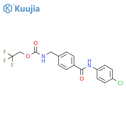 2,2,2-trifluoroethyl N-({4-[(4-chlorophenyl)carbamoyl]phenyl}methyl)carbamate structure