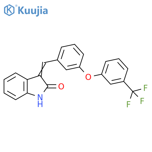 (3Z)-3-({3-[3-(trifluoromethyl)phenoxy]phenyl}methylidene)-2,3-dihydro-1H-indol-2-one structure