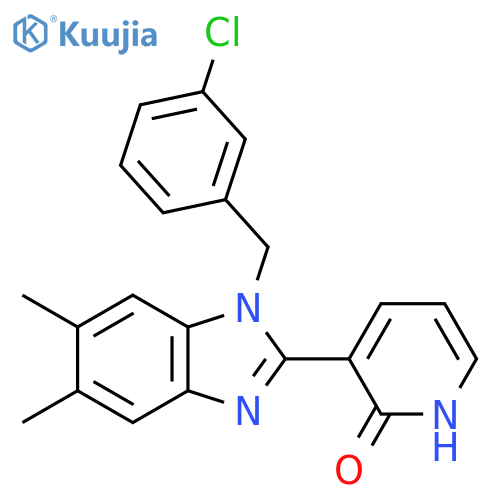 3-{1-[(3-chlorophenyl)methyl]-5,6-dimethyl-1H-1,3-benzodiazol-2-yl}-1,2-dihydropyridin-2-one structure