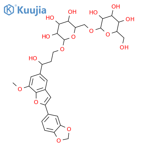 4,7'-Epoxy-9'-nor-3,8'-lign-7'-ene-3',4',5,7,9-pentol; (S)-form, 3',4'-Methylene, 5-Me ether, 9-O-[β-D-glucopyranosyl-(1→6)-β-D-glucopyranoside] structure