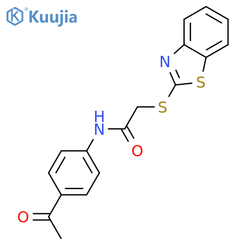 N-(4-acetylphenyl)-2-(1,3-benzothiazol-2-ylsulfanyl)acetamide structure